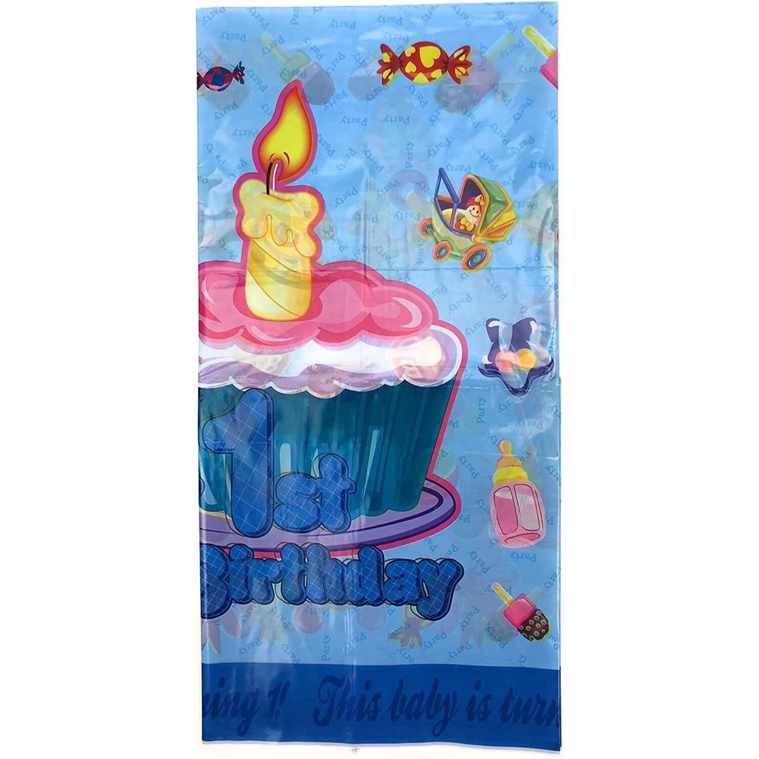 My 1st Birthday Blue Plastic Table Cover